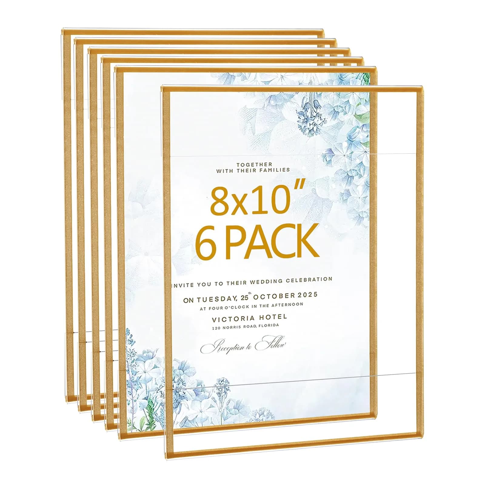 Bolidery Acrylic Picture Frames 8x10 Set of 6 | Modern Wall Decor for Home & Office — Gold