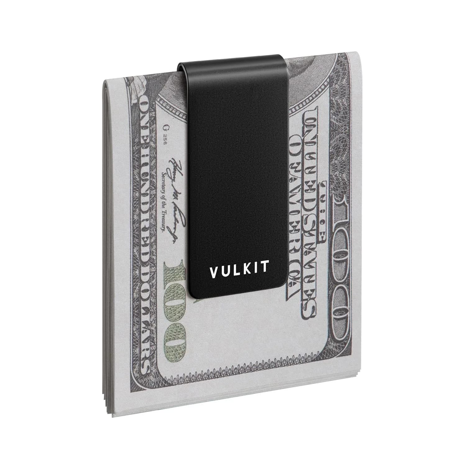 VULKIT Stainless Steel Money Clip Cash Holder with Double Clip Design | Slim & Lightweight — Black-1pcs