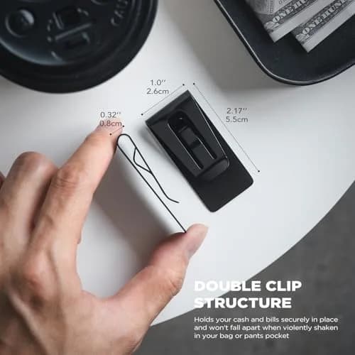 VULKIT Stainless Steel Money Clip Cash Holder with Double Clip Design | Slim & Lightweight thumbnail 3