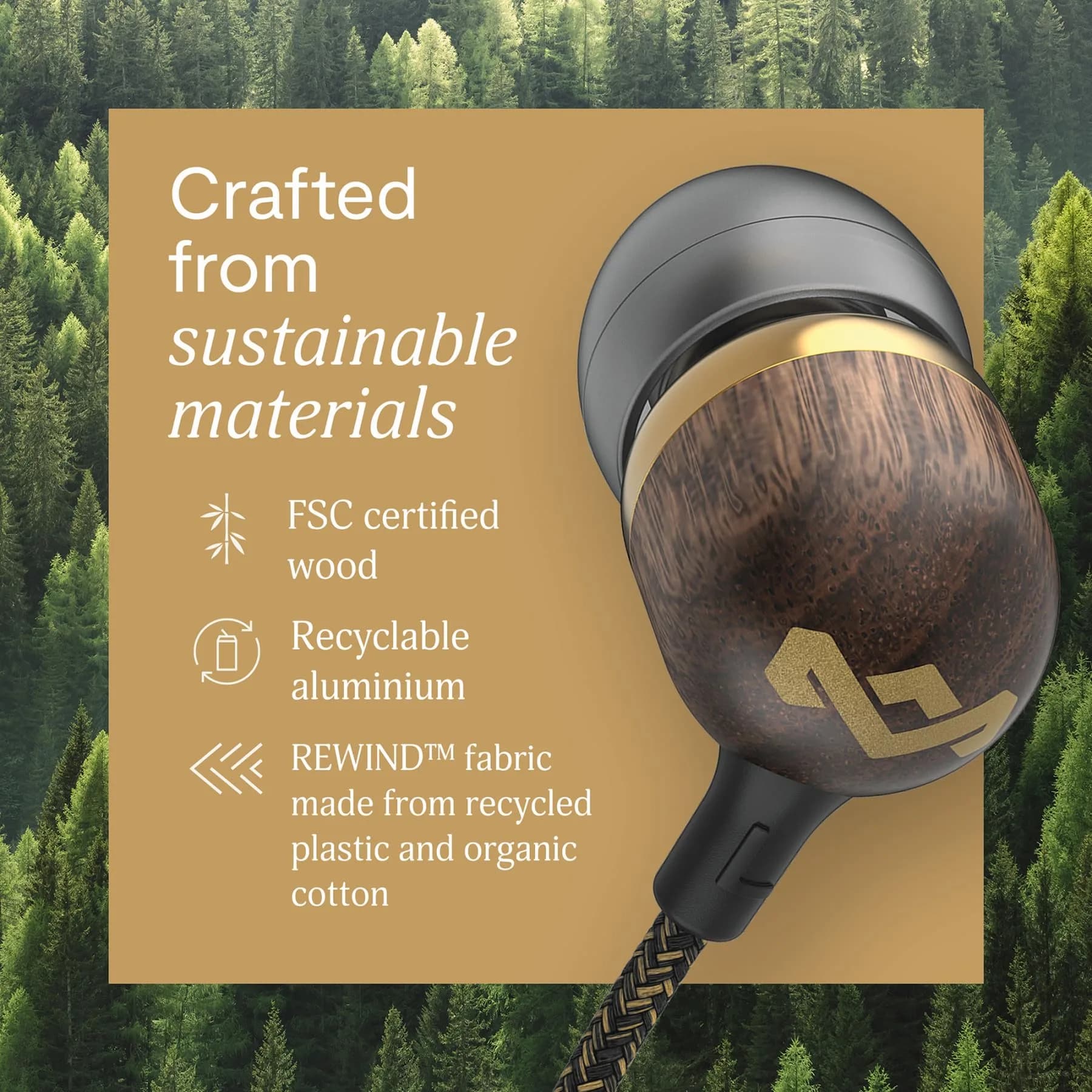House of Marley Smile Jamaica USB-C Wired Earbuds with Microphone, 9.2mm Driver | Plug-and-Play Audio for Modern Devices - view 5