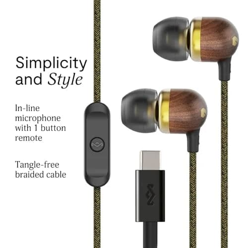 House of Marley Smile Jamaica USB-C Wired Earbuds with Microphone, 9.2mm Driver | Plug-and-Play Audio for Modern Devices thumbnail 2