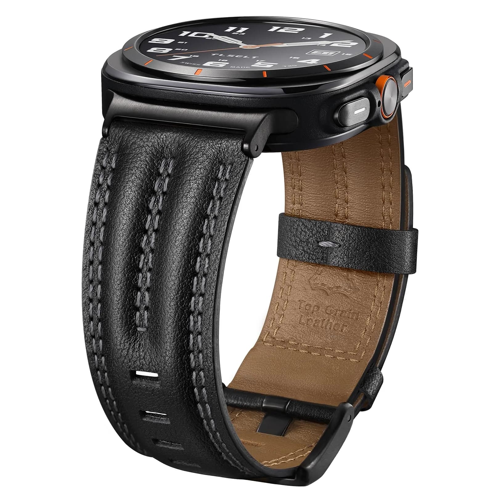 Tlselt Leather Band for Samsung Galaxy Watch Ultra 2/Ultra 47mm | Vintage Rugged Style, All-Day Comfort (70-120 chars) — Rugged Vintage Style