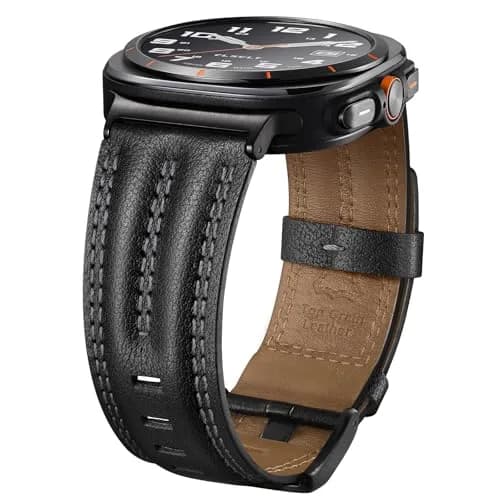Tlselt Leather Band for Samsung Galaxy Watch Ultra 2/Ultra 47mm | Rugged Vintage Style, Durable Leather, Fits 6.2"–8.9" Wrist thumbnail 1