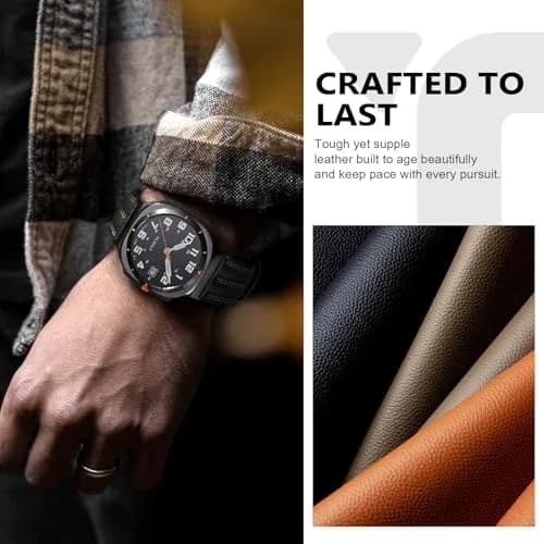 Tlselt Leather Band for Samsung Galaxy Watch Ultra 2/Ultra 47mm | Rugged Vintage Style, Durable Leather, Fits 6.2"–8.9" Wrist thumbnail 5