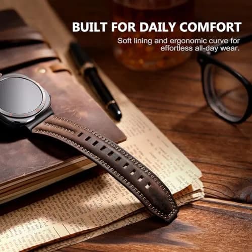 Tlselt Leather Band for Samsung Galaxy Watch Ultra 2/Ultra 47mm | Vintage Rugged Style, All-Day Comfort (70-120 chars) thumbnail 4