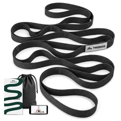 Trideer Stretching Strap with Loops for Physical Therapy, Non-Elastic | 75 inch, Polypropylene, Black, PT Style thumbnail 1