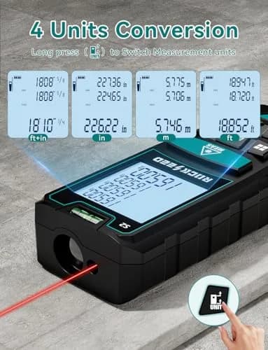 RockSeed Laser Measure 328Ft Deep Blue | High Accuracy & Portable Laser Distance Meter thumbnail 3