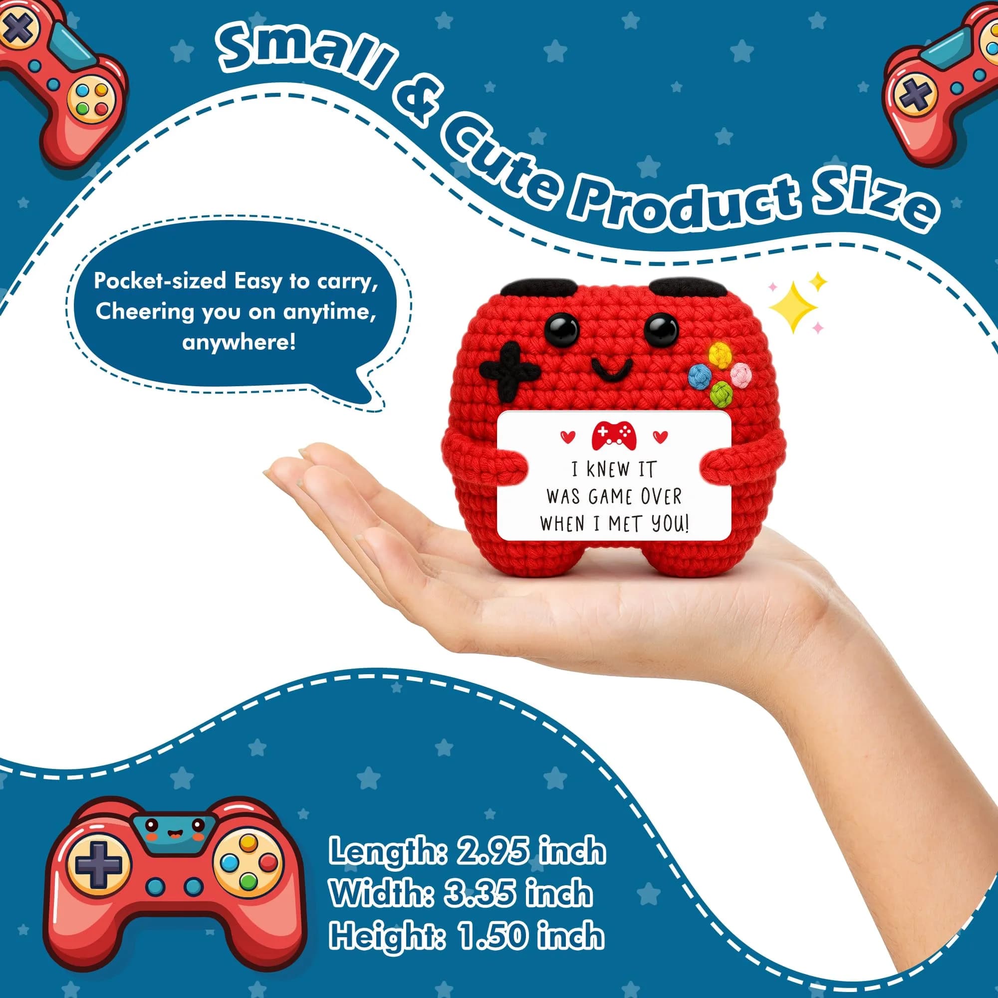 Busy Gaming Life Handmade Crochet Game Controller Red Small | Romantic Gift for Couples - view 2