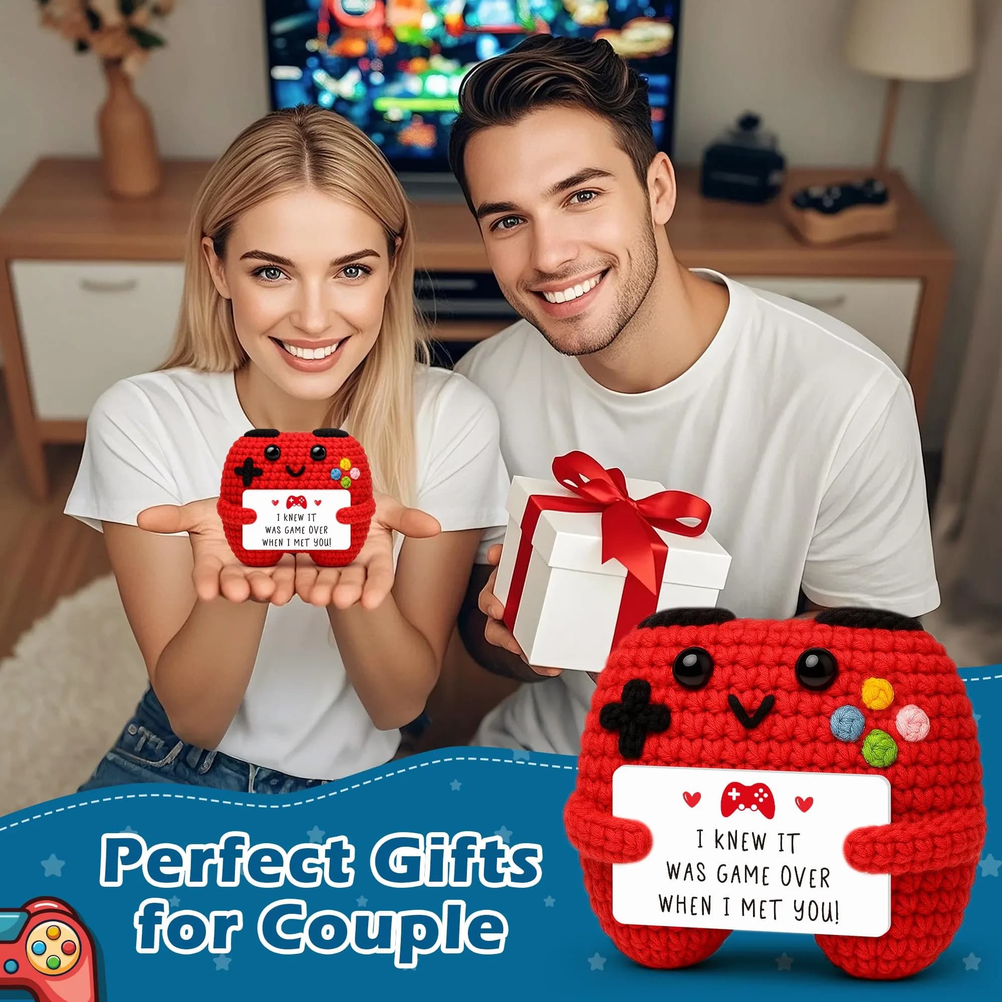 Busy Gaming Life Handmade Crochet Game Controller Red Small | Romantic Gift for Couples - view 6