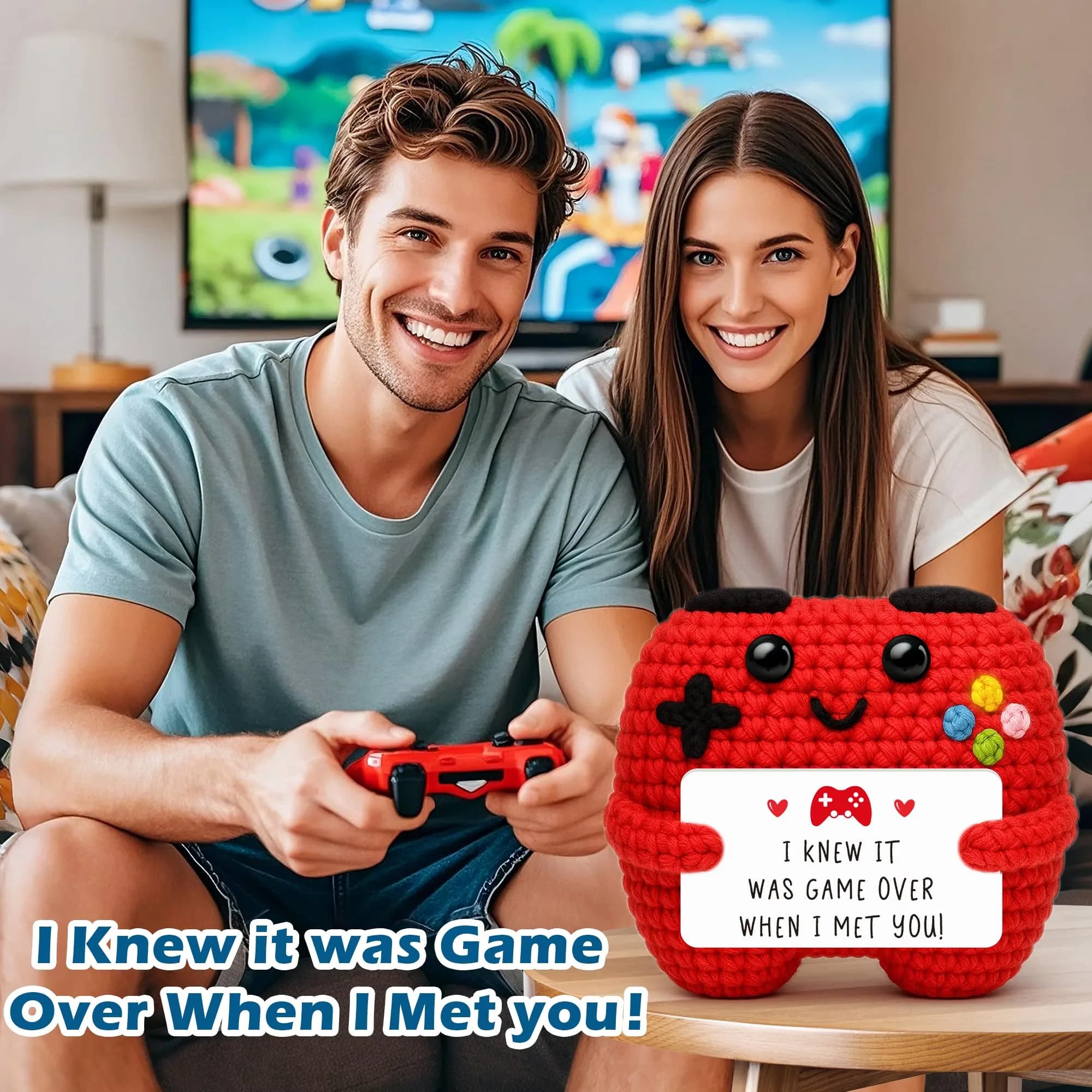 Busy Gaming Life Handmade Crochet Game Controller Red Small | Romantic Gift for Couples - view 7