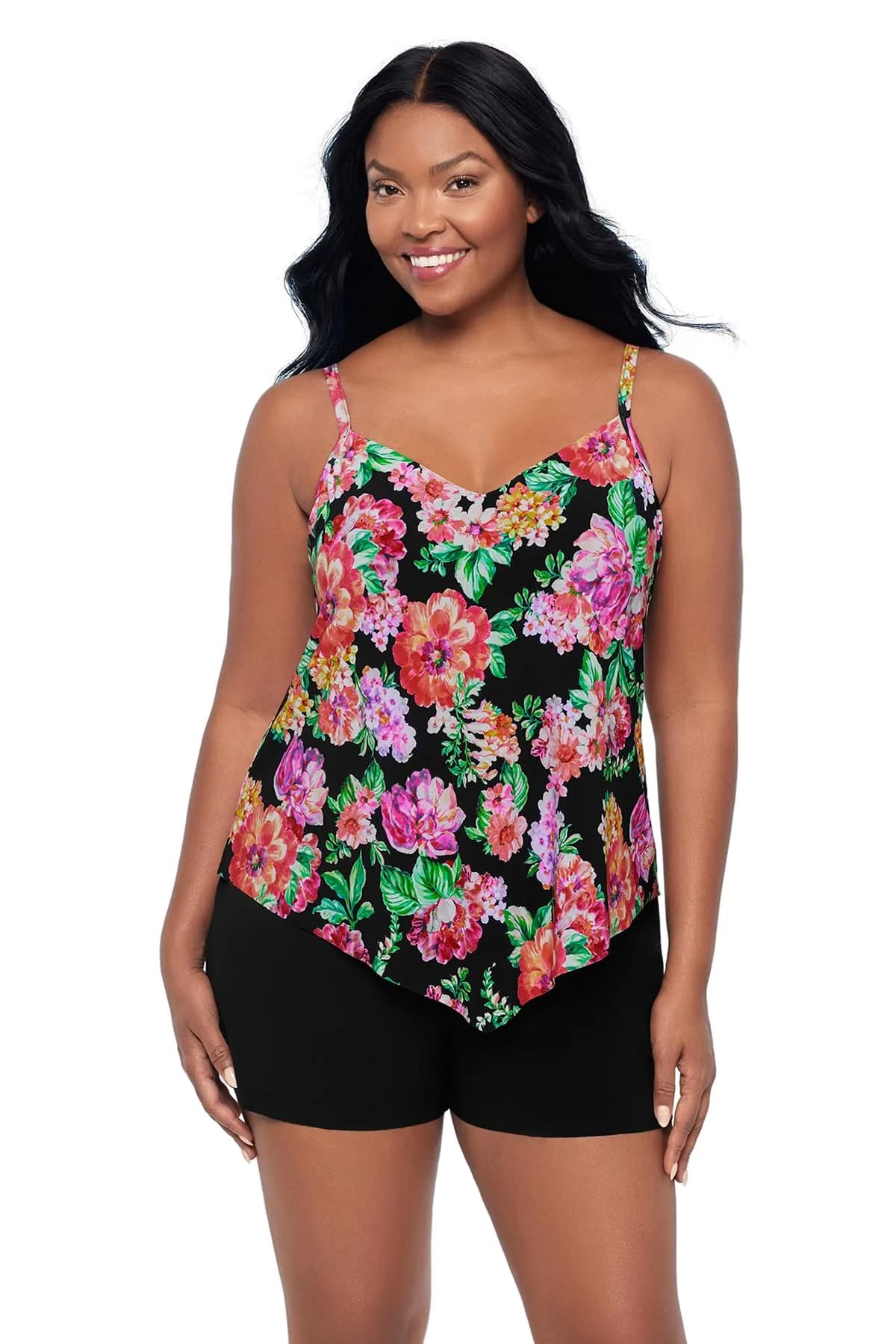 Trimshaper Womens Full Tummy Control Hank Swim Romper with Removable Cups and Adjustable Straps | Flattering Fit & Support (70-120 chars) — Desert Flora