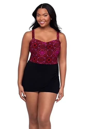 Trimshaper Womens Tummy Control Laura Swimdress with Sweetheart Neckline and Molded Cups | Fully Lined, Tummy Control, Adjustable Straps thumbnail 1