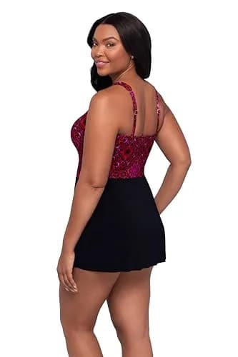 Trimshaper Womens Tummy Control Laura Swimdress with Sweetheart Neckline and Molded Cups | Fully Lined, Tummy Control, Adjustable Straps thumbnail 2