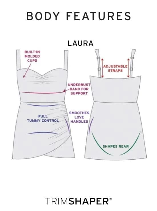 Trimshaper Womens Tummy Control Laura Swimdress with Sweetheart Neckline and Molded Cups | Fully Lined, Tummy Control, Adjustable Straps thumbnail 4