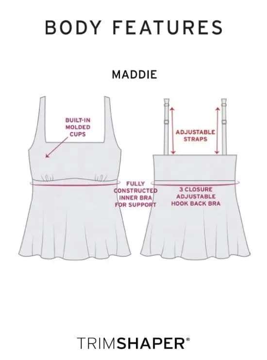 Trimshaper Womens Adjustable Maddie Swim Tankini Top with Built-in Bra Support and Back Closure, Desert Flora, Size 10 | Flattering Support thumbnail 4