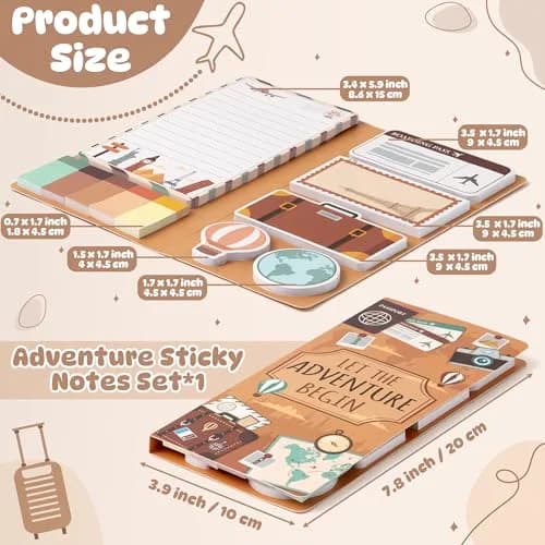 Xqumoi Let The Adventure Begin Sticky Notes Set | 550 Sheets thumbnail 2