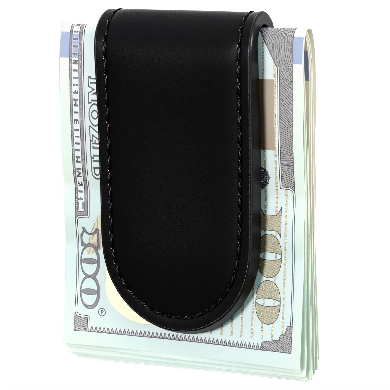 Hpmjz Slim Magnetic Money Clip Leather Business Card Holder for Men Black | Compact & Secure (70-120 chars) — Black