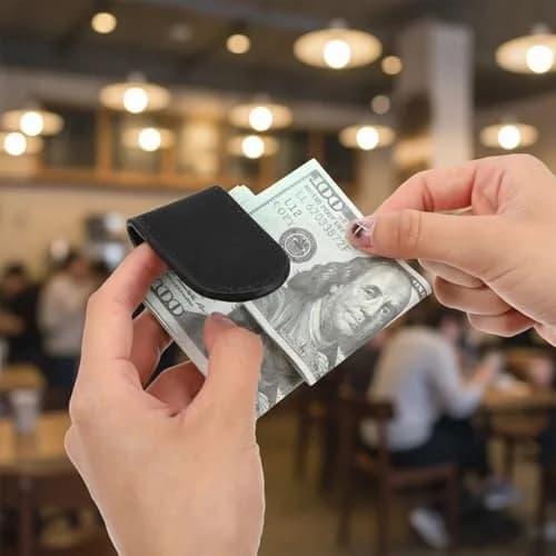 Hpmjz Slim Magnetic Money Clip Leather Business Card Holder for Men Black | Compact & Secure (70-120 chars) thumbnail 7