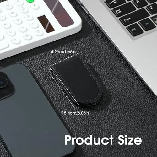 Hpmjz Slim Magnetic Money Clip Leather Business Card Holder for Men Black | Compact & Secure (70-120 chars) thumbnail 2