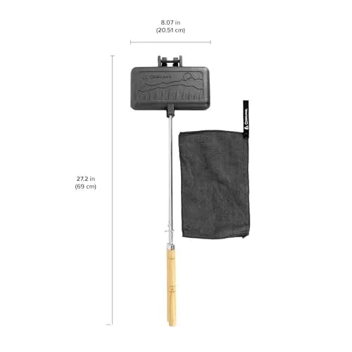 Coghlan's Double Cast Iron Camp Cooker – Pre-Seasoned Double Pie Iron for Campfire Cooking, Makes 2 Camping Pies at Once, Removable Handles, Wooden Grips & Cleaning Scrubber thumbnail 7