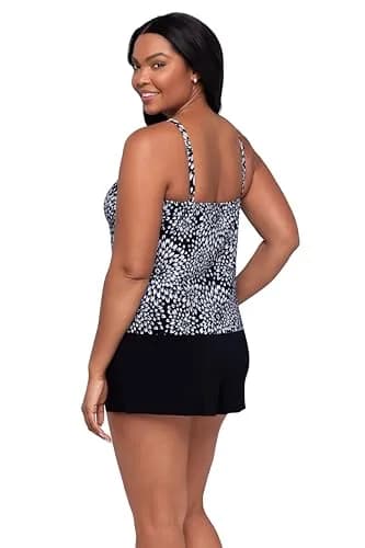 Trimshaper Womens Tummy Control Farrah Swim Romper with Built-in Bra and Adjustable Straps, Noir Blooms, 16 | Support & Style thumbnail 2
