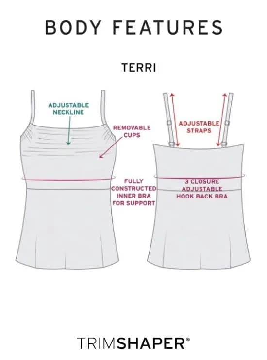 Trimshaper Womens Adjustable Terri Swim Tankini with Bra Back Closure and Removable Cups | Versatile, Supportive & Flattering (70-120 chars) thumbnail 3