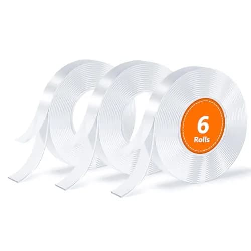SUTOUG Double Sided Tape, Nano Tape, Transparent Adhesive Tape, Traceless Adhesive Tape, Removable, Washable, Reusable, 6 Rolls (3m Per Roll) | Holds up to 1kg per smooth surface thumbnail 1