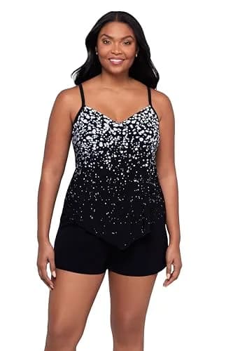 Trimshaper Full Tummy Control Hank Swim Romper with Removable Cups & Adjustable Straps | Confetti Dot Ombre, Size 16 thumbnail 1