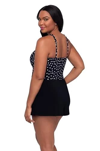 Trimshaper Womens Full Tummy Control Kim Swim Romper with Pockets and Built-in Bra | Confetti Dot, Size 12, USA Import thumbnail 2