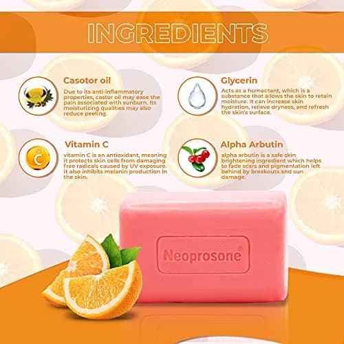 Neoprosone Skin Brightening Soap 200g | Exfoliating Bar with Vitamin C & Castor Oil for Spot Reduction thumbnail 2