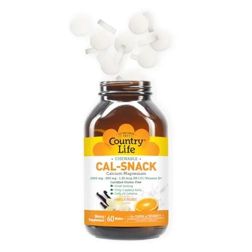 Country Life Cal-Snack Chewable Calcium Magnesium with Vitamin D 60 Wafers Vanilla Orange | Dairy-Free, Vegan, Gluten-Free thumbnail 6