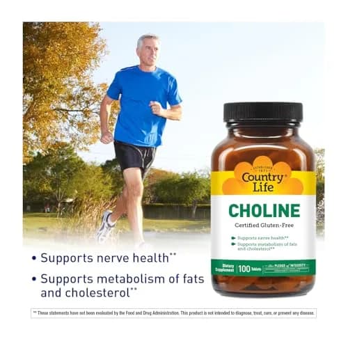 Country Life Choline 266mg | Supports Nerve & Metabolism | Certified Vegan & Halal thumbnail 2