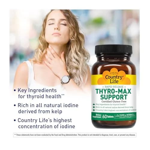 Country Life Thyro-Max Support - Kelp-Derived Iodine & L-Tyrosine | Supports Thyroid & Metabolism thumbnail 6