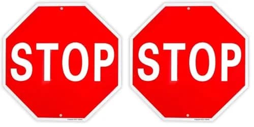 Enjoyist Stop Sign Street Slow Warning Sign 12" x 12" (30.48cm x 30.48cm) Pack of 2 | Rust-Free Aluminum, Reflective, UV Protected thumbnail 1