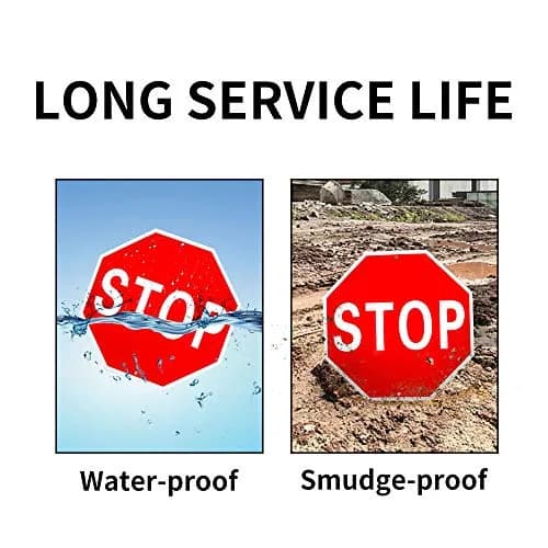 Enjoyist Stop Sign Street Slow Warning Sign 12" x 12" (30.48cm x 30.48cm) Pack of 2 | Rust-Free Aluminum, Reflective, UV Protected thumbnail 4