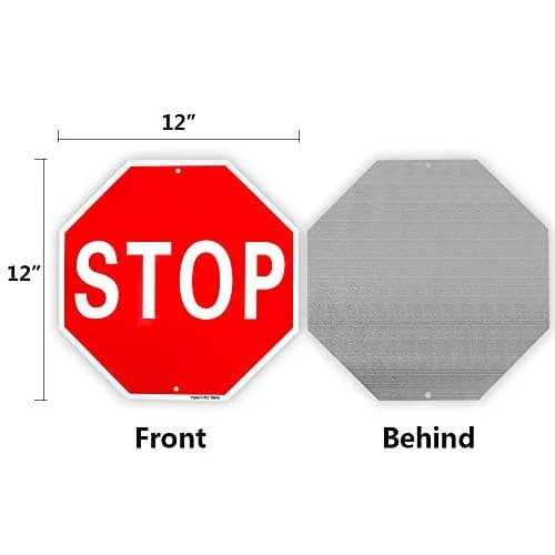Enjoyist Stop Sign Street Slow Warning Sign 12" x 12" (30.48cm x 30.48cm) Pack of 2 | Rust-Free Aluminum, Reflective, UV Protected thumbnail 2