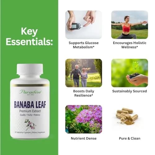 Paradise Herbs Banaba Leaf 12:1 Extract 250 mg | Vegan, Gluten-Free, Non-GMO Capsules thumbnail 2