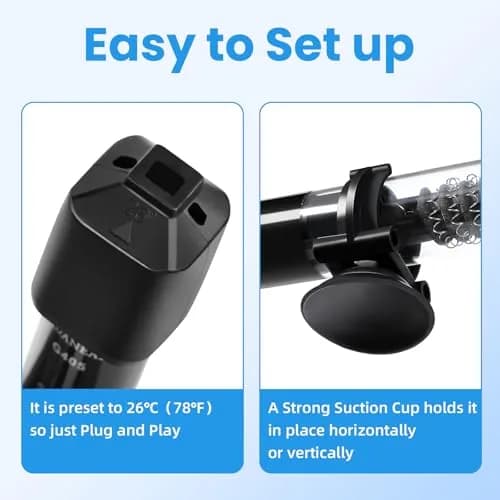 AQUANEAT 25W Betta Fish Tank Heater, Preset 78°F Mini Submersible Aquarium Heater (Pack of 2, Black) thumbnail 4