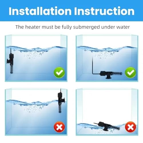 AQUANEAT 25W Betta Fish Tank Heater, Preset 78°F Mini Submersible Aquarium Heater (Pack of 2, Black) thumbnail 5