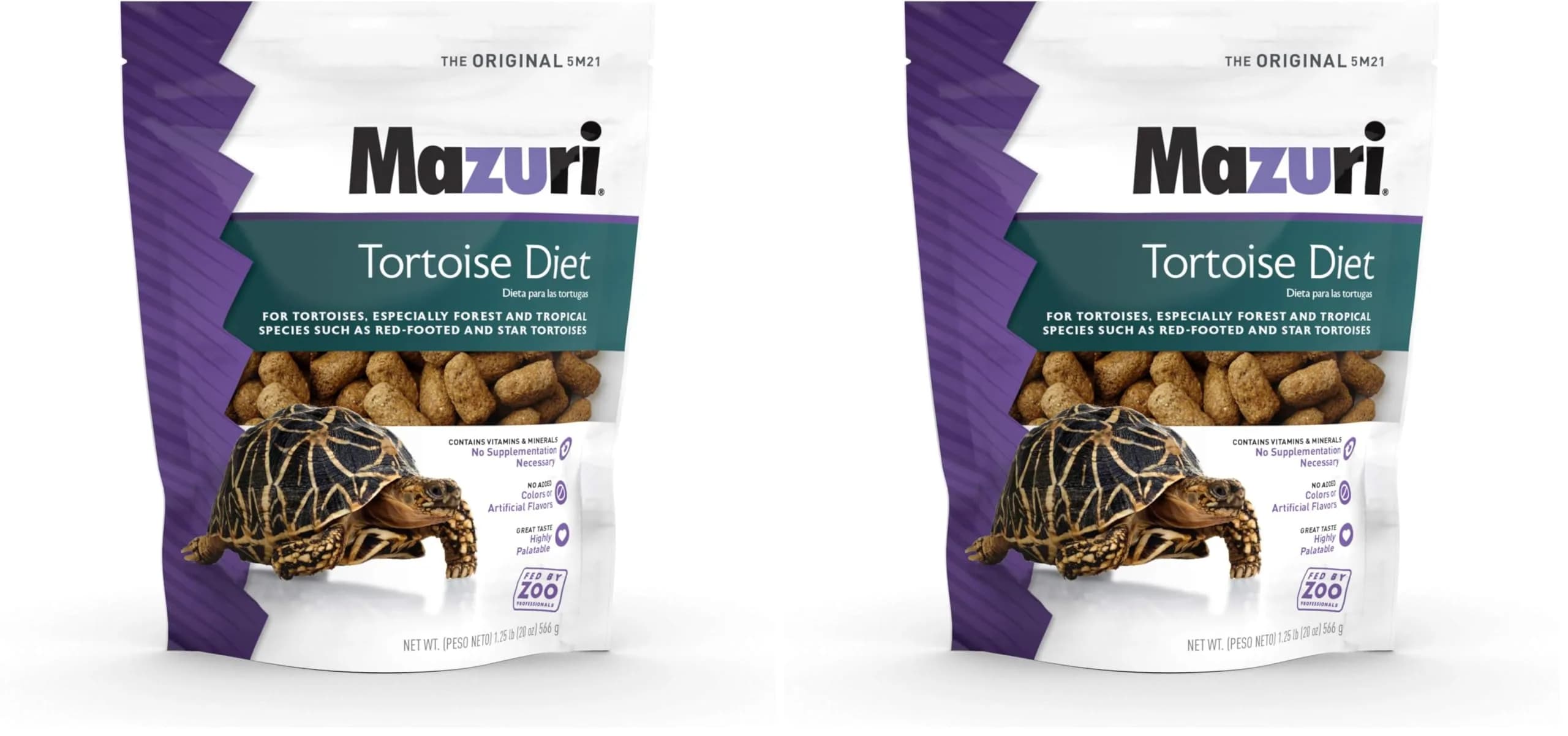 Mazuri Tortoise Diet 20 Ounce (20 OZ) Bag (Pack of 2) | Complete Nutrition for Tropical & Forest Tortoises — Pack of 2