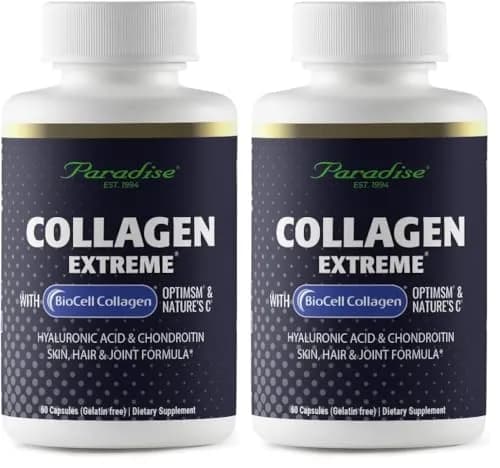Paradise Herbs Collagen Extreme with Biocell Collagen, Hyaluronic Acid, and Nature's C | Supports Hair, Skin & Joints, 60 Capsules (Pack of 2) thumbnail 1