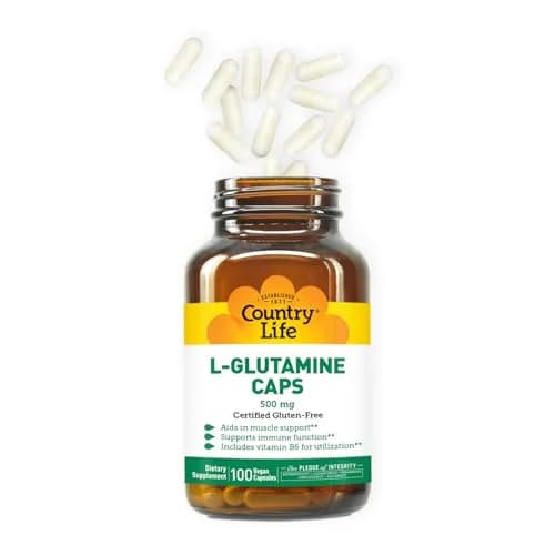 Country Life L-Glutamine 500 mg with B6 | Supports Muscle Recovery & Gut Health (100 Capsules Pack of 2) thumbnail 6