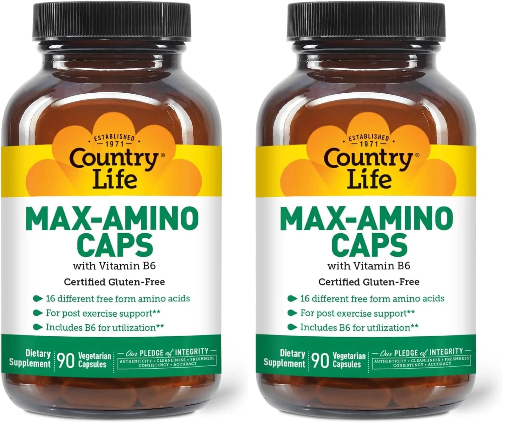Country Life Maxi-Amino with 16 Free Form Amino Acids | Vegetarian Capsules, Gluten Free — Capsule