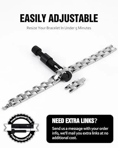 Jecanori Ultra Strength Magnetic Bracelet for Men, 25.5cm (10in) | Genuine Hematite & Neodymium Magnets thumbnail 6