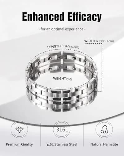 Jecanori Ultra Strength Magnetic Bracelet for Men, 25.5cm (10in) | Genuine Hematite & Neodymium Magnets thumbnail 3