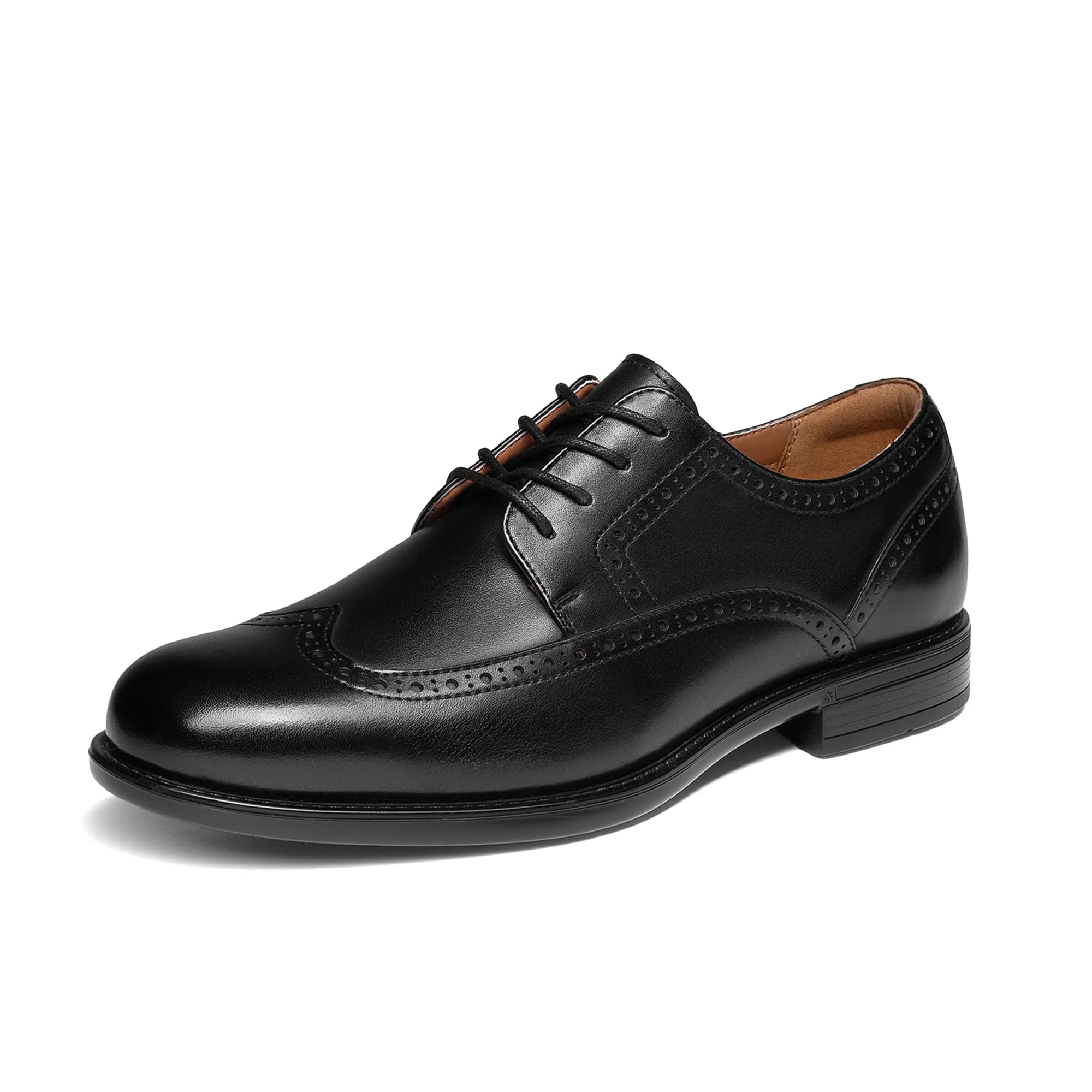 Bruno Marc Men's Brogue Wingtip Oxford Leather Dress Shoes Black Size 10 | Classic Leather Oxfords with ReserveCush Comfort Technology - main product image