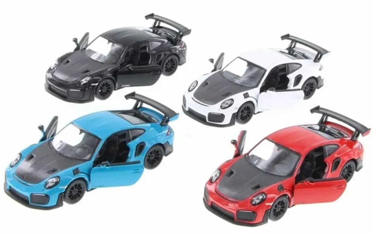 KiNSMART 2010 Porsche 911 GT2 RS Aqua Blue 1:36 Scale Diecast Toy Car - 4 Set - main product image
