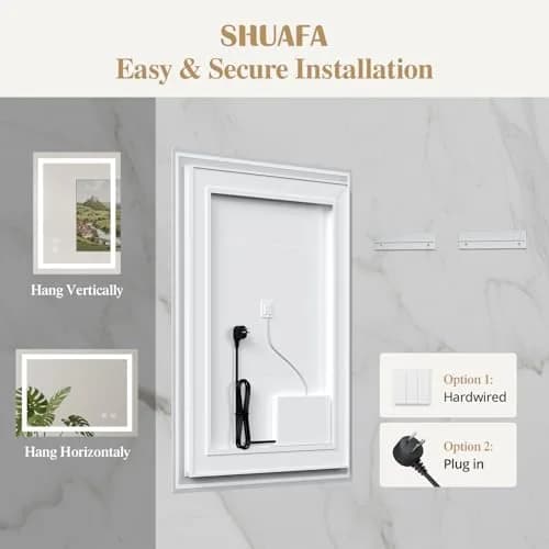 SHUAFA 40X36 Inch LED Bathroom Mirror with Lights, Gold Frame | Anti-Fog, Memory Function, ETL Certified thumbnail 7