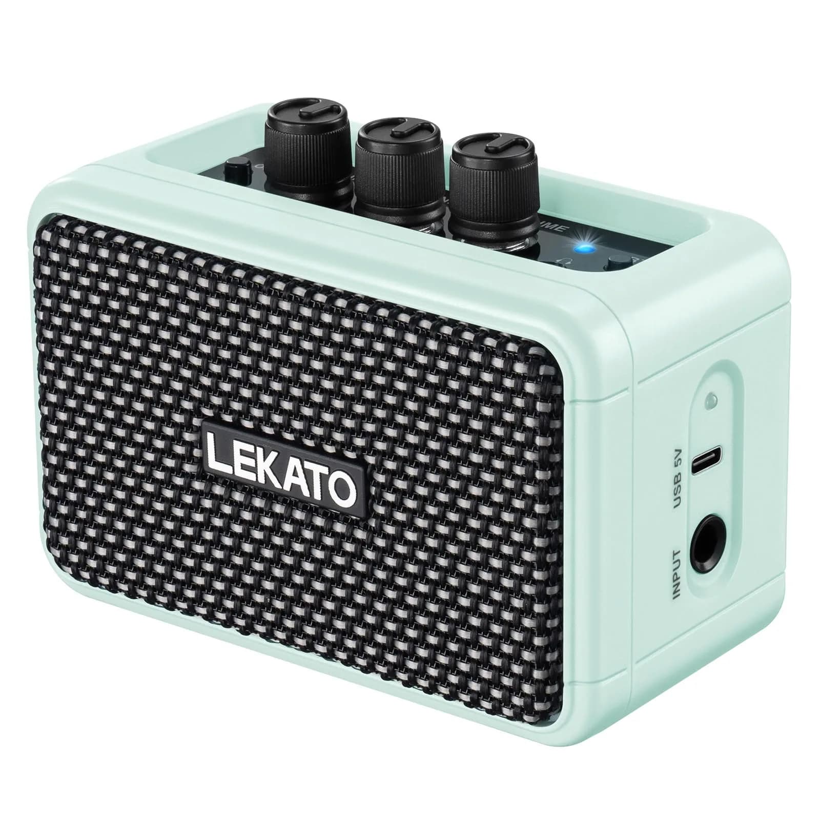 LEKATO Mini Guitar Amplifier, 5W Dual Speakers, Bluetooth, Rechargeable, 6H Playtime, Headphone Jack, Portable (Blue) — Blue