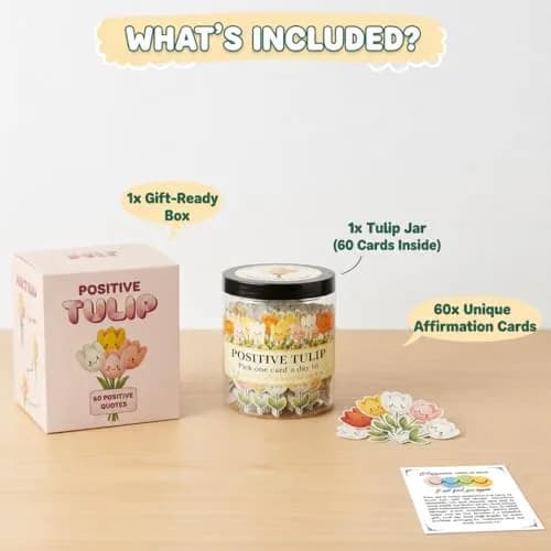 DEARMINE Positive Tulip Jar with 60 Affirmation Cards | 7.3cm (2.87in) Diameter thumbnail 4
